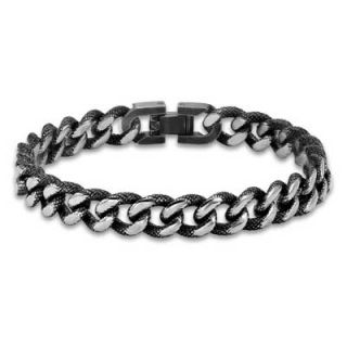 Triton Mens 13.0mm Black Ion Plated Stainless Steel Curb Bracelet   9