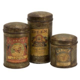 IMAX Addie Vintage Label Small Metal Canisters, Set of 3   Kitchen Storage And Organization Product Sets
