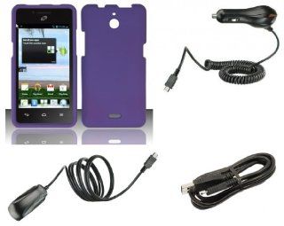 Huawei Ascend Plus H881C   Premium Accessory Kit   Purple Hard Cover Case + ATOM LED Keychain Light + Wall Charger + Car Charger + Micro USB Cable: Cell Phones & Accessories
