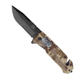 3.5" Falcon "Army Hero" Spring Assisted Rescue Knife   Desert Camo : Hunting Folding Knives : Sports & Outdoors