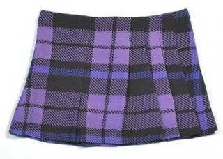 Young Versace Girls Pleated Plaid Skirt in Purple: Clothing
