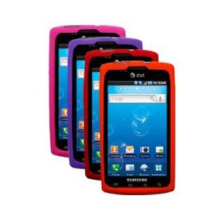 Four Silicone Cases / Skins / Covers for Samsung Captivate / SGH I897   Hot Pink, Purple, Red, Orange: Cell Phones & Accessories