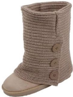 Womens Rib Knit Sweater Crochet Boots 3 Colors Available (6, Sand Triple 91006) Snow Boots Shoes