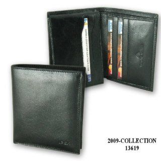 Small Luxury Tri Fold Men's Leather Wallet in Black: Office Products