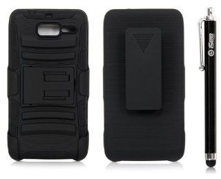iSee Case Hybrid Kickstand Belt Clip Holster Case for Verizon Motorola Droid Razr M XT907 Razr i XT 890(XT907 King Black Holster+Stylus): Cell Phones & Accessories