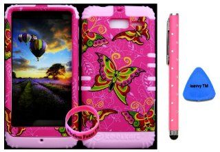 Bumper Case for Motorola Droid Razr M (XT907, 4G LTE, Verizon) Protector Case Butterfly on Pink Snap on + Light Pink Silicone Hybrid Cover (Stylus Pen, Pry Tool & Wireless Fones' Wristband included): Cell Phones & Accessories