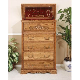 Bebe Furniture Country Heirloom 5 Drawer Safe Top Chest 501 Finish: Medium Wood