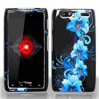 Blue Flower Hard Cover Case for Motorola Droid RAZR MAXX XT912: Cell Phones & Accessories