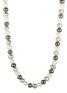 Peacock, Silver Grey, and White Potato Freshwater Cultured Pearl, Necklace with Sterling Silver Clasp Necklace 18": Jewelry