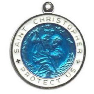 St. Christopher Surf Medal   Large Baby Blue/White: Sports & Outdoors