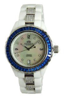 Oniss Paris Women's ON889O L WHT/BLU Princess Swiss Collection White Ceramic Blue Crystal Watch: Watches