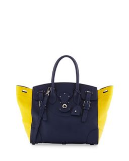 Soft Ricky 33 Medium Bicolor Satchel Bag, Blue/Yellow   Ralph Lauren