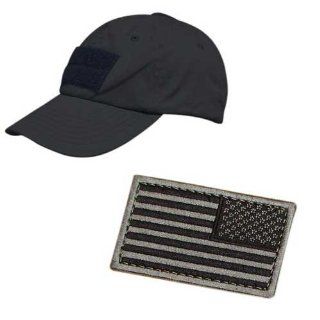 Condor Tactical Black Ball Cap and Black/Grey Velcro Reverse Flag Patch Sports & Outdoors