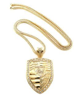 New Celebrity Style Iced Out PORSCHE Pendant 4mm/36" Franco Chain Necklace XP922G Jewelry