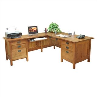 Anthony Lauren Craftsman Home Office 72 W Executive L Computer Desk with Ret