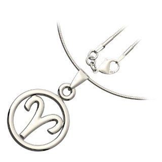 925 Sterling Silver, Aries (March 21   April 19) The Ram Zodiac Sign, Represents Action, Initiative and Great Vitality, Pendant Necklace, 18": Fashion Pendant: Jewelry