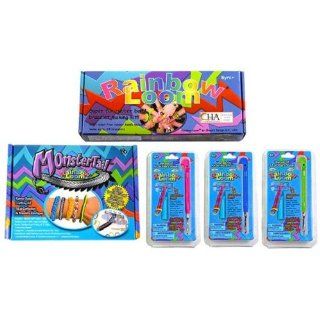 Official Rainbow Loom Starter Kit with Rainbow Loom Monster Tail Travel Kit & 3 Metal Hook Tool Upgrade Kits [Pink, Green & Blue]: Toys & Games
