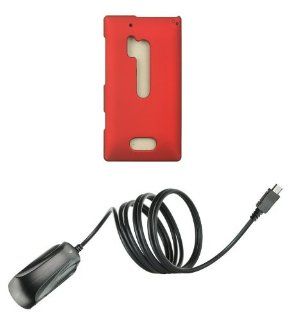 Nokia Lumia 928   Premium Accessory Kit   Red Hard Shell Case + ATOM LED Keychain Light + Micro USB Wall Charger Cell Phones & Accessories