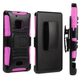 Evecase Rugged Shell Stand Case and Holster Combo for Nokia Lumia 928   Hot Pink (Verizon Version Compatible): Cell Phones & Accessories