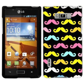 LG Optimus Showtime Multi Colored Mustaches on Black Hard Case Phone Cover Cell Phones & Accessories