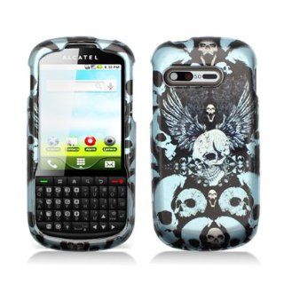 Aimo Wireless AL910CPCIMT049 Hard Snap On Image Case for Alcatel Venture/One Touch Premiere   Retail Packaging   Blue Skulls: Cell Phones & Accessories