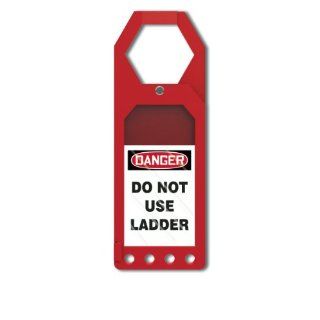 Accuform Signs TSS910 Plastic Secure Status Tag Holder, Legend "DANGER DO NOT USE LADDER", 3 1/2" Width x 10" Height x 3/8" Depth, White/Black on Red: Lockout Tagout Locks And Tags: Industrial & Scientific