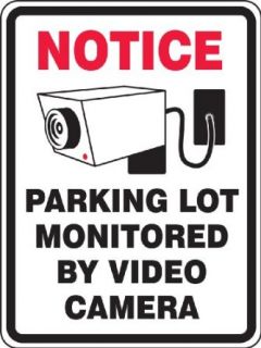 Accuform Signs FRP911RA Engineer Grade Reflective Aluminum Facility Traffic Sign, Legend "NOTICE PARKING LOT MONITORED BY VIDEO CAMERA" with Graphic, 18" Width x 24" Length x 0.080" Thickness, Black on White: Industrial & Scien