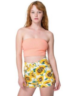 American Apparel Sunflower Print Stretch Bull Denim High Waist Cuff Short at  Womens Clothing store