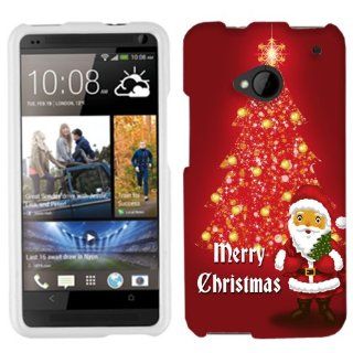 HTC ONE Merry Christmas Christmas Tree on Red Phone Case Cover: Cell Phones & Accessories