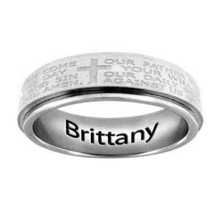 Ladies 6.0mm Lords Prayer Spinner Band in Stainless Steel (1 Line