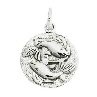 .925 Sterling Silver Zodiac Pisces Pendant Charm: Jewelry