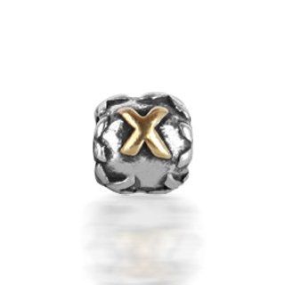 925 Silver Letter X Alphabet Bead Screw Core Chamilia Pandora Bead Style: Jewelry Products: Jewelry