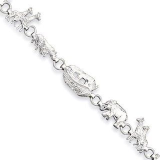 925 Sterling Silver Noahs Ark Animals Chain Bracelet: Jewelry