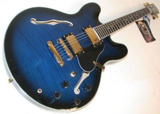 Oscar Schmidt OE30 Delta Blues Semi Hollow Electric Guitar, BlueBurst, OE30FBLB: Musical Instruments