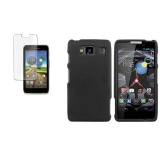 CommonByte FOR MOTOROLA DROID RAZR HD XT926 BLACK RUBBERIZED HARD SHELL CASE COVER+Guard: Cell Phones & Accessories