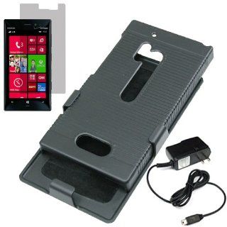BW Hard Cover Combo Case Holster for Verizon Nokia Lumia 928 + LCD + Home Charger  Black: Cell Phones & Accessories
