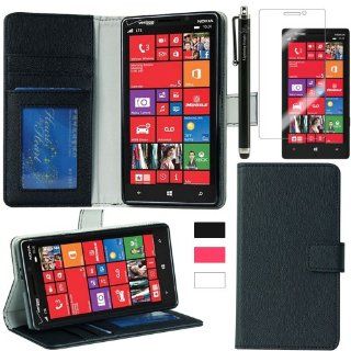 LK Wallet PU Leather Case Flip Cover Built in Card Slots & Stand with Free Screen Protector & Stylus For Verizon Nokia Lumia Icon 929 (Black): Cell Phones & Accessories