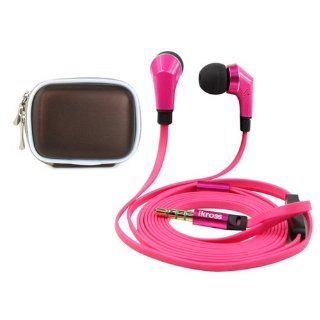 iKross Hot Pink / Black In Ear 3.5mm Noise Isolation Stereo Earbuds with Microphone + Bronze Accessories Carrying Case for Nokia Lumia 610, Lumia 635, Lumia Icon (929), Lumia 1520, Lumia 2520, Lumia 1020 Cell Phones & Accessories