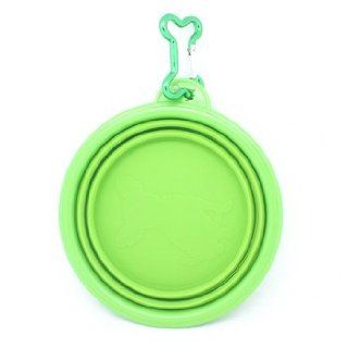 "Fold N Go" Silicone Collapsible Pet Food/Water Dish Dog Travel Bowl with Bone Clip : Hyd Bowls Feeders : Pet Supplies