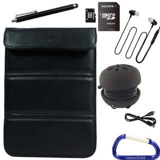 Faux Leather Sleeve Case/Stand and Accessories Bundle with Gizmo Dorks Carabiner Key Chain for the HP Slate 7   Black: Computers & Accessories