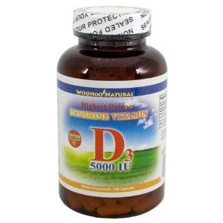 Woohoo Natural Vitamin D3 5000IU 200 Capsules: Health & Personal Care