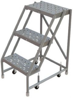 Tri Arc KDSR003166 3 Step Steel Rolling Industrial & Warehouse Ladder with Perforated Tread, 16 Inch Wide Steps: Stepladders: Industrial & Scientific