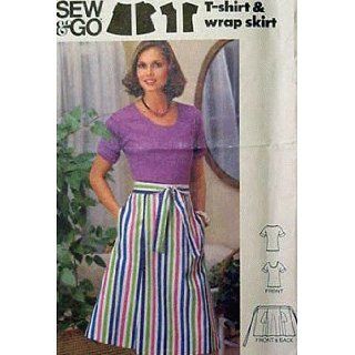 RARE VINTAGE UNCUT & OOP BUTTERICK 5323 SEW & GO WRAP SKIRT & T SHIRT SEWING PATTERN SIZE 12 MISSES' BUTTERICK PATTERN CO. Books