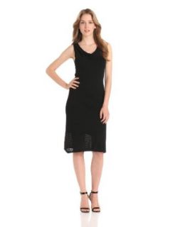 Evolution by Cyrus Women's Sleeveless Cowl Neck Pointelle Dress With Slip, Black, Small