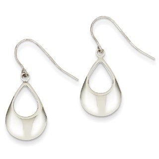 14k White Gold Teardrop Hollow Dangle Earrings, Best Quality Free Gift Box Satisfaction Guaranteed Jewelry