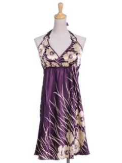 Anna Kaci S/M Fit Purple Floral and Long Grass Print Ring Embellished Chemise at  Womens Clothing store: