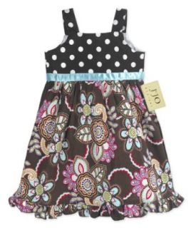 JoJo Designs Girl's Polka Dot and Brown Floral Dress, 6 to 12 Months: Infant And Toddler Dresses: Clothing