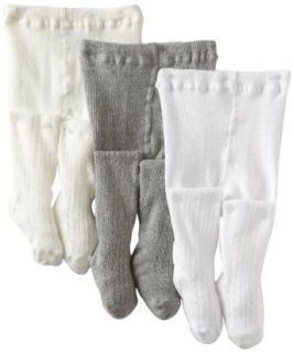 Country Kids Baby girls Infant Cotton Pellerine 3 Pair Tights, White/Ivory/Grey, 12 24 Months: Infant And Toddler Tights: Clothing