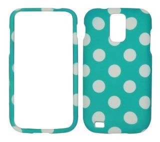 SAMSUNG GALAXY S2 T989 SGH T989 HERCULES (T MOBILE US CELLULAR) HARD RUBBERIZED CASE COVER FACEPLATE PROTECTOR SNAP ON NEW CAMO TURQUOISE POLKA DOT Cell Phones & Accessories