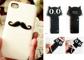 3D Beard White Coque Case for Iphone 4 or 4S (Package Included Cord Wrap): Cell Phones & Accessories